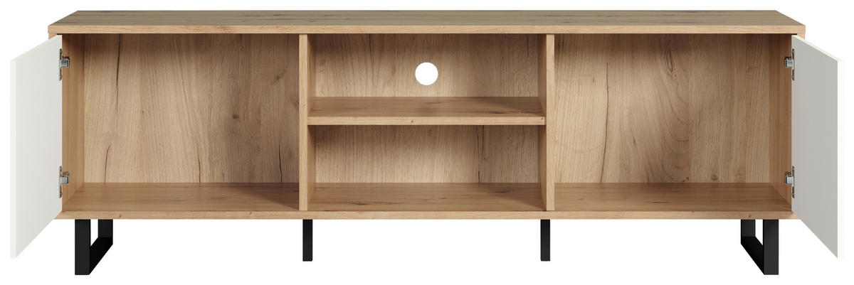 TV-Lowboard Aventura weiß matt Eiche Artisan Nachbildung B/H/T: ca. 154x52x40 cm Aventura - Eiche/weiß (154,00/52,00/40,00cm) - Trendteam