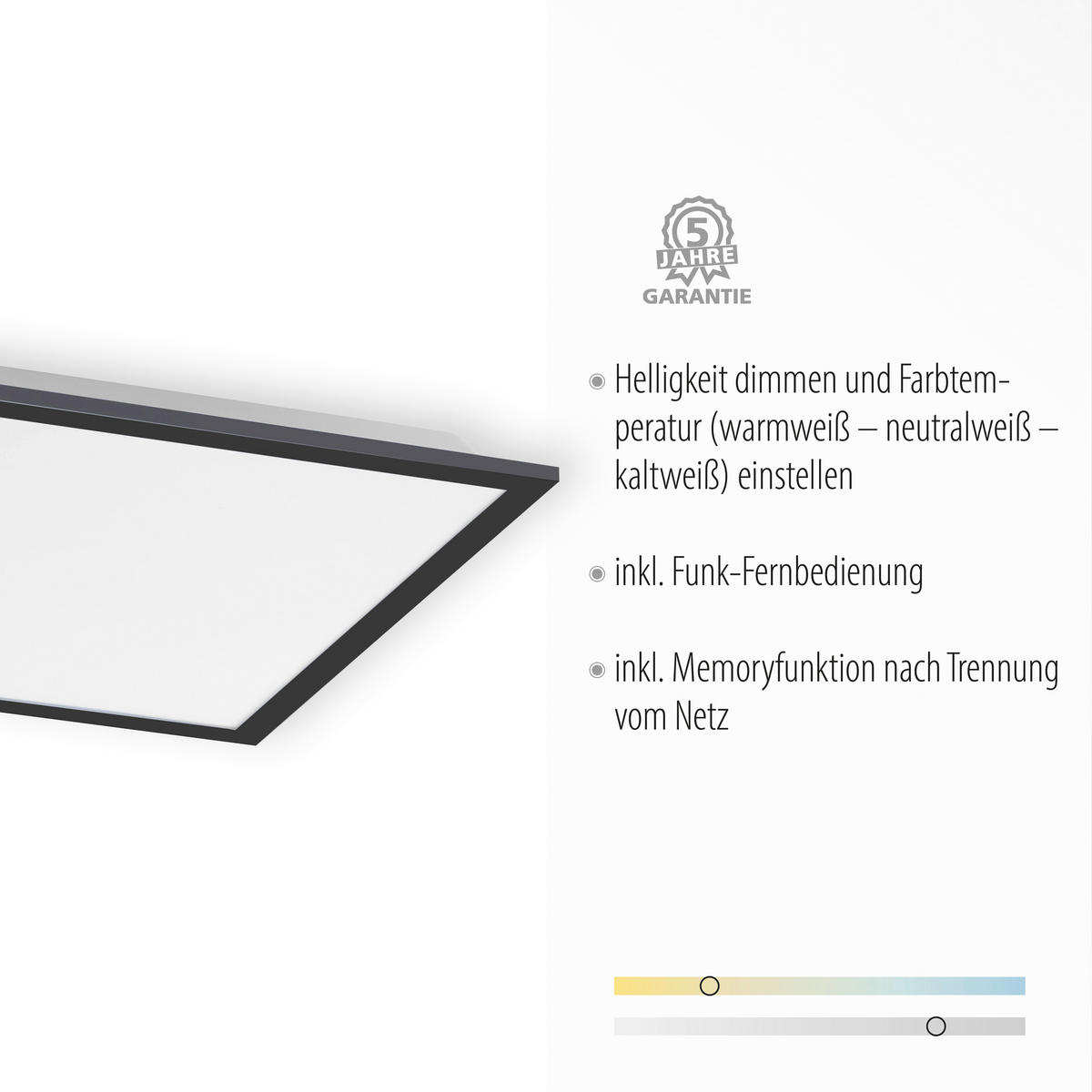 Just Light LED-Deckenpanel FLAT 14755-18 schwarz weiß Kunststoff Metall B/H/T: ca. 44,5x7x44,5 cm 1 Brennstellen FLAT - weiß/schwarz (44,50/7,00/44,50cm) - Just Light