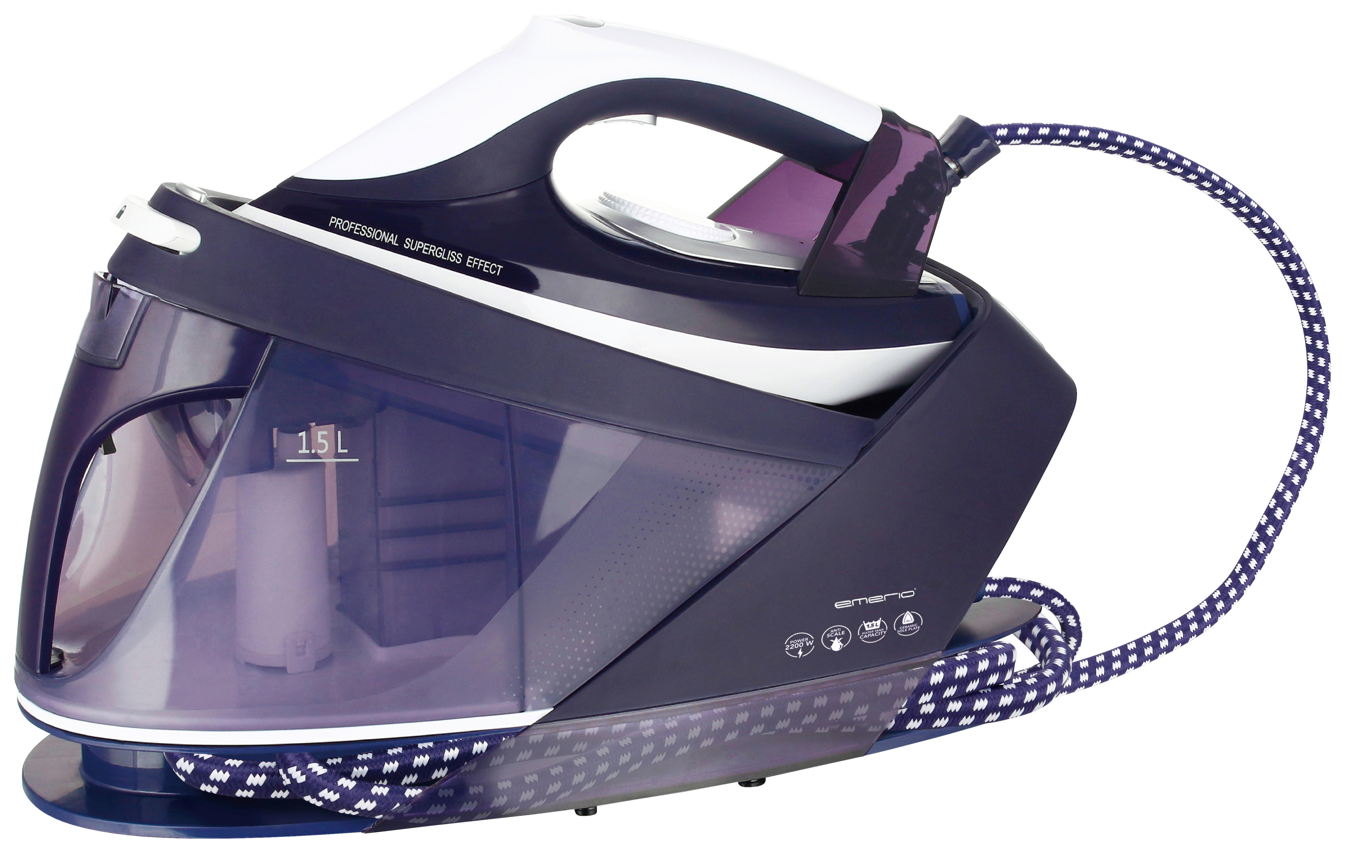 Emerio Dampfbügelstation SG-123562 violett B/H/L: ca. 19x25,4x38,2 cm Dampfbügelstation SG-123562 - violett (38,20/19,00/25,40cm) - Emerio