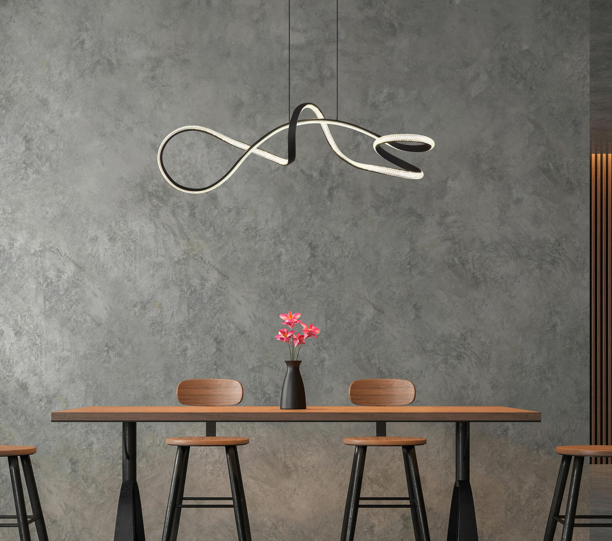 GLOBO LED-Pendelleuchte SWIRL 67341S schwarz Metall Kunststoff B/H/L: ca. 33x120x108 cm 1.0 Brennstellen SWIRL - schwarz (108,00/33,00/120,00cm) - GLOBO