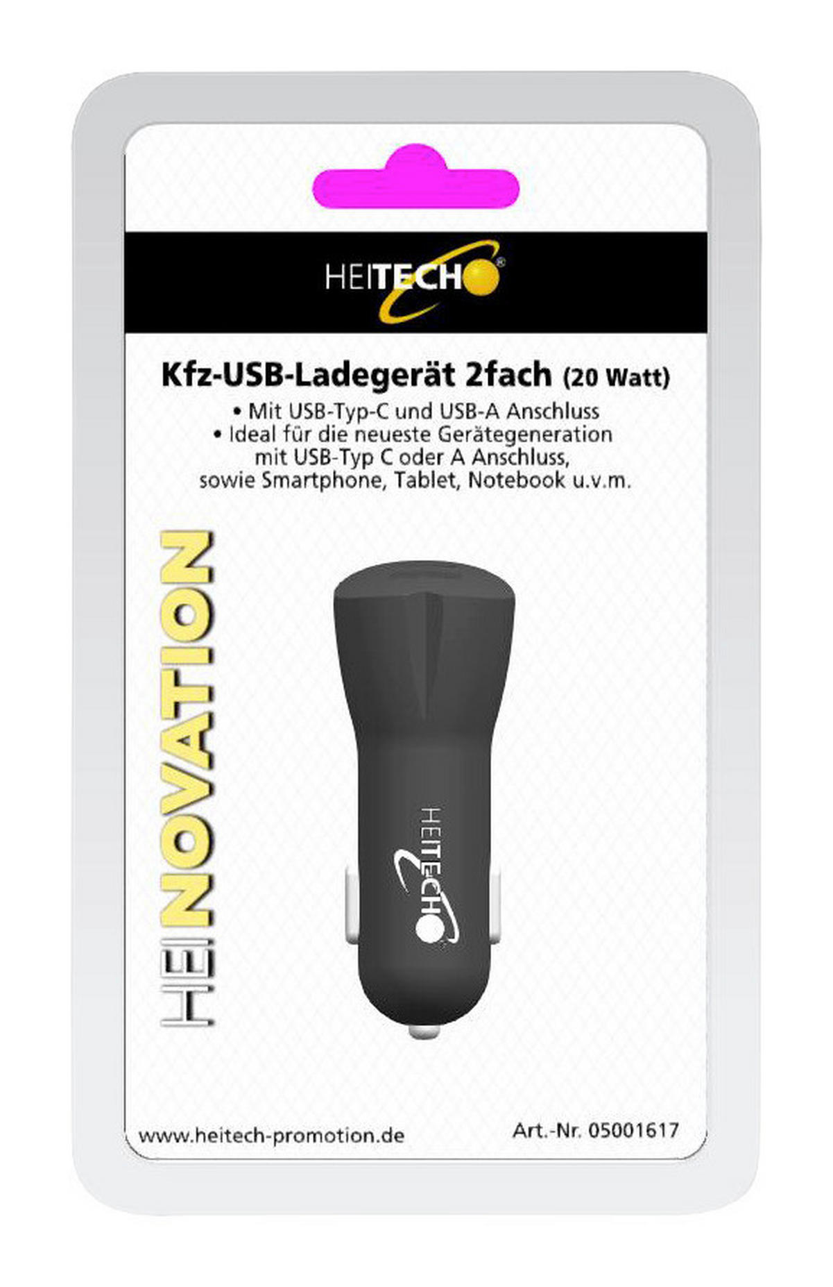 Heitech Ladegerät 05001617 schwarz KFZ-USB-Ladegerät_2fach_Heiteh - schwarz - Heitech