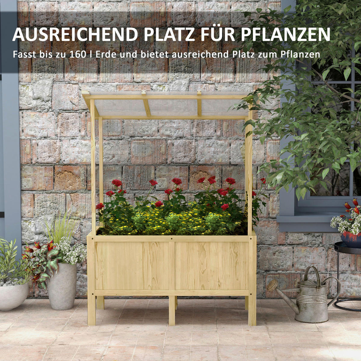 Outsunny Hochbeet natur Edelstahl B/H/L: ca. 60x110x152 cm Hochbeet - natur (152,00/60,00/110,00cm) - Outsunny