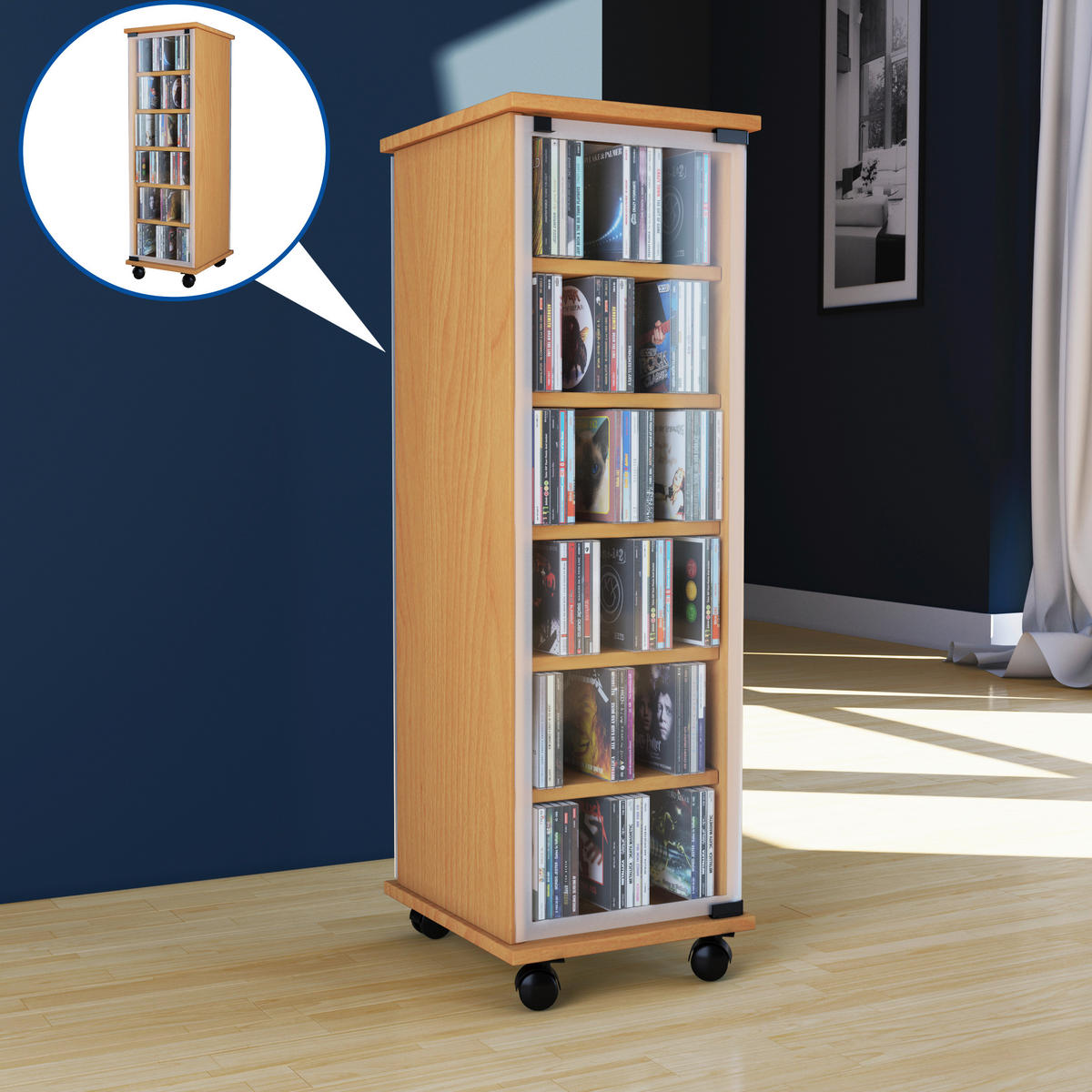Regal Valenza buche Nachbildung Holzwerkstoff B/H/T: ca. 31x97,5x35 cm Valenza - buche (31,00/97,50/35,00cm) - VCM Möbel