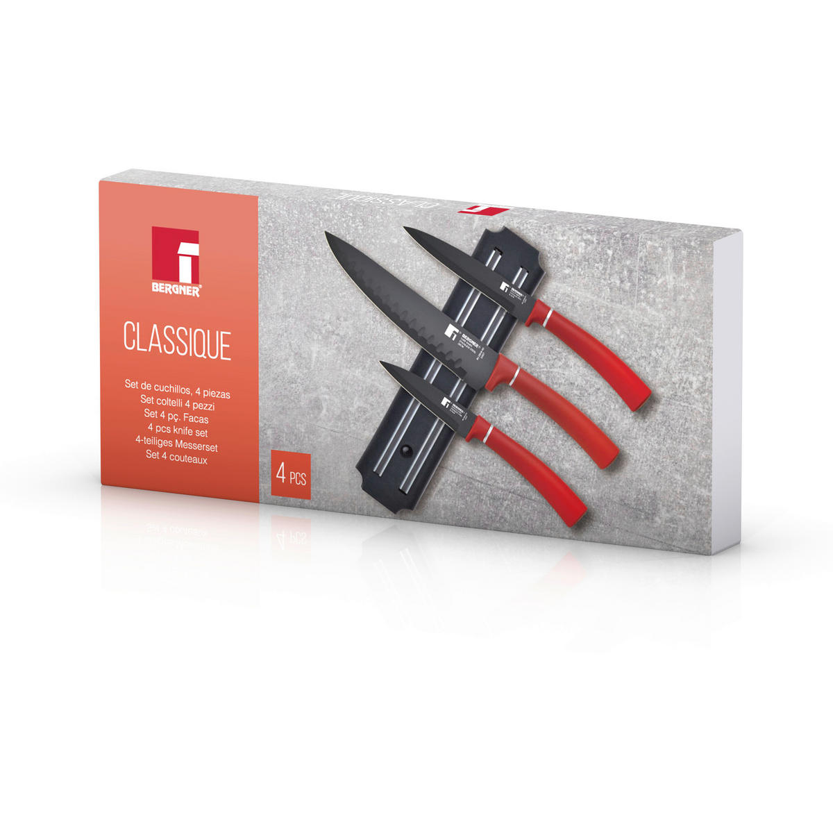 BERGNER Messerset Classique rot Edelstahl 4 tlg. Classique - rot - BERGNER