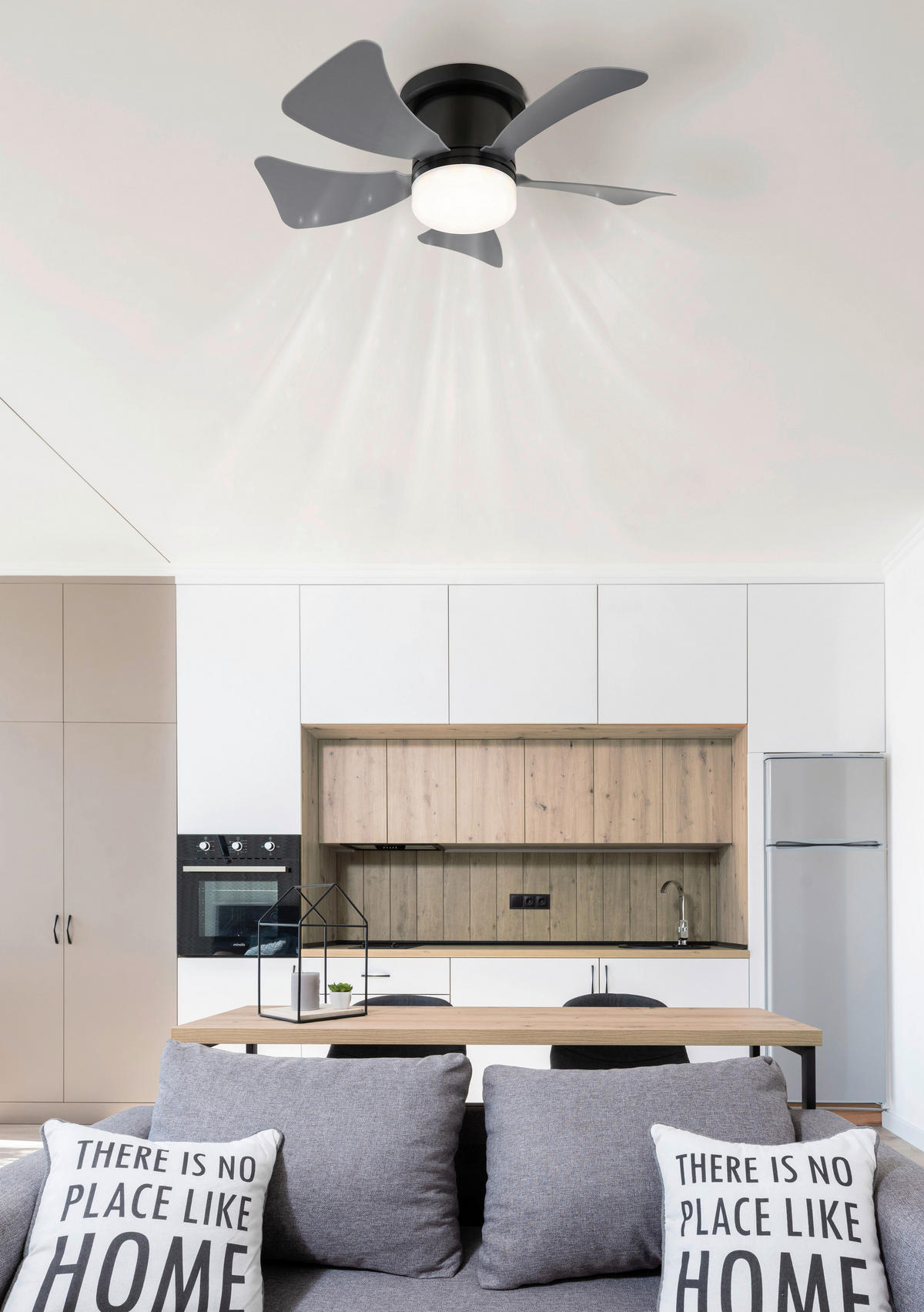 GLOBO Deckenventilator Opal grau mattschwarz H/D: ca. 13x40,6 cm max. 10 W Hines - Opal/mattschwarz (40,60/13,00cm) - GLOBO