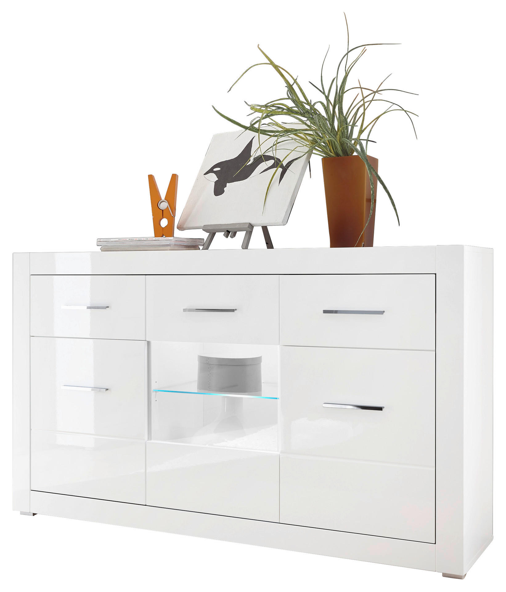 Sideboard Bianco weiß weiß Hochglanz B/H/T: ca. 164x97x42 cm Bianco - weiß (164,00/97,00/42,00cm)
