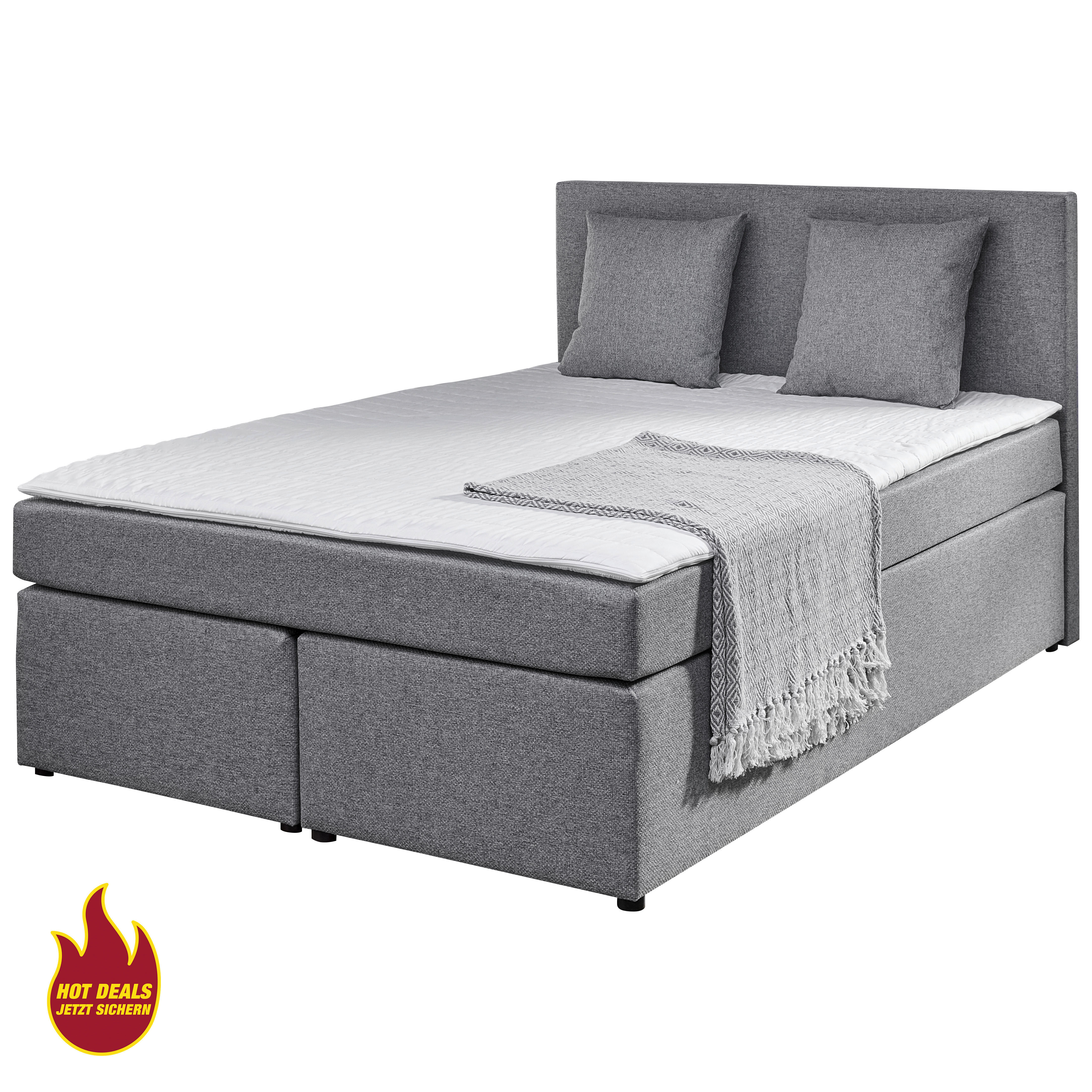 Boxspringbett Sevilla grau Liegefläche B/L: ca. 140x200 cm Sevilla - grau (140,00/105,00/208,00cm)