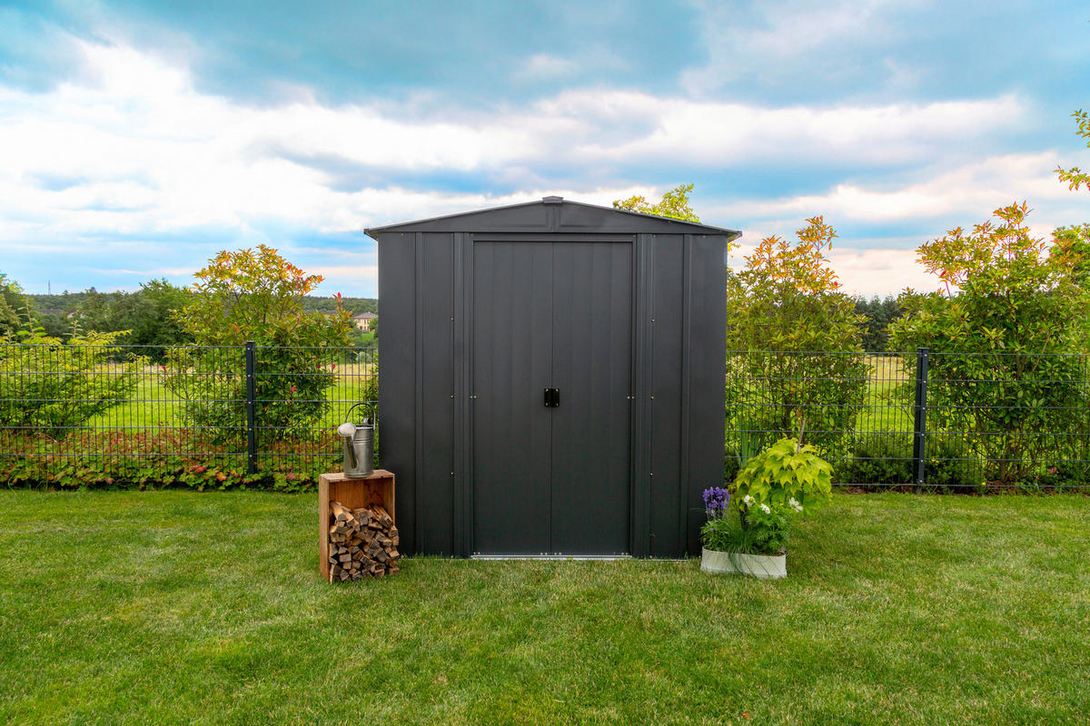 Spacemaker Gartenhaus grau B/H/L: ca. 194x190x151 cm Gartenhaus - grau (151,00/194,00/190,00cm) - Spacemaker