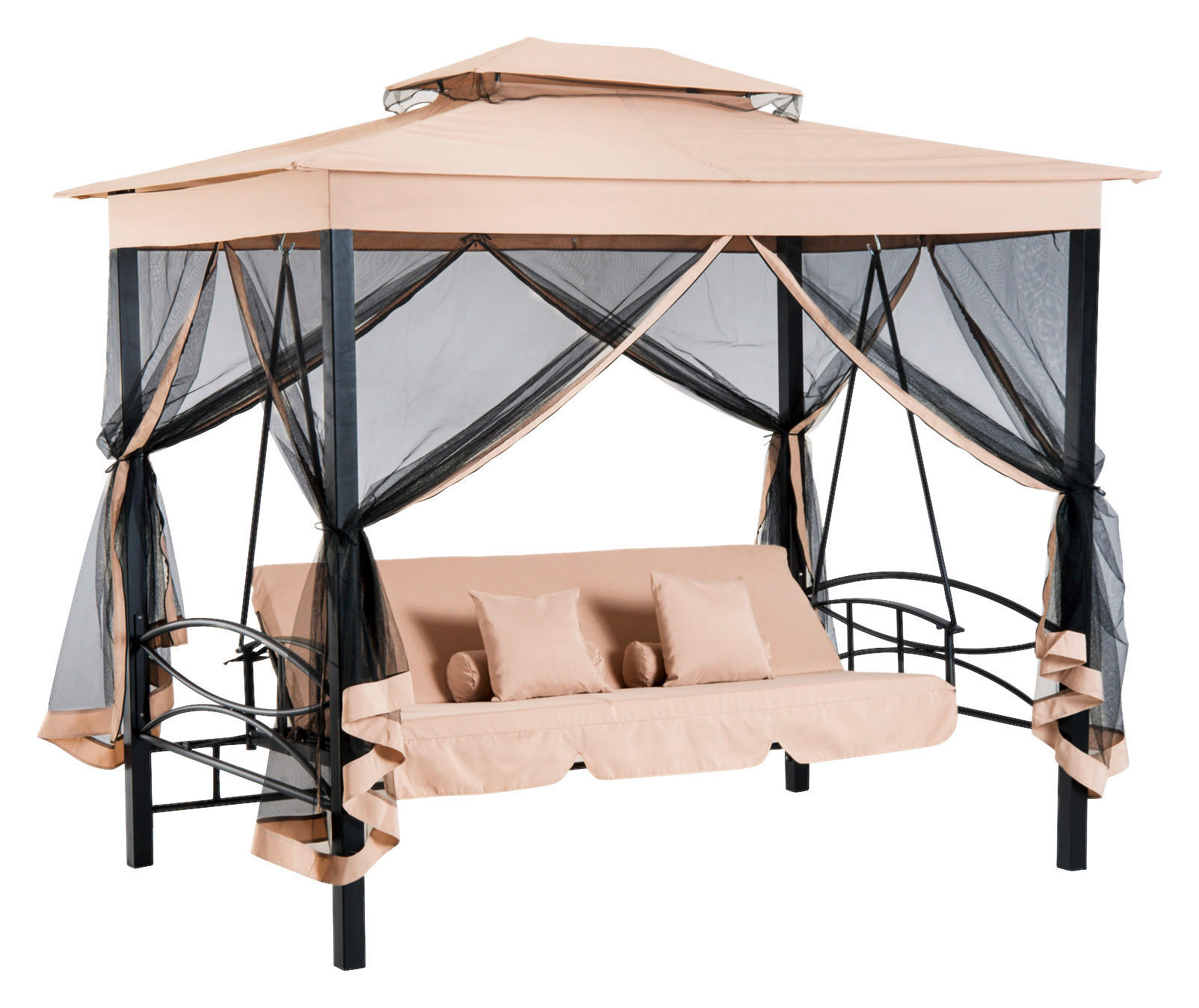 Outsunny Gartenschaukel beige Stahl B/H/T: ca. 232x245x149 cm Gartenschaukel - beige (232,00/245,00/149,00cm) - Outsunny