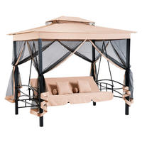 Outsunny Gartenschaukel beige Stahl B/H/T: ca. 232x245x149 cm Gartenschaukel - beige (232,00/245,00/149,00cm) - Outsunny