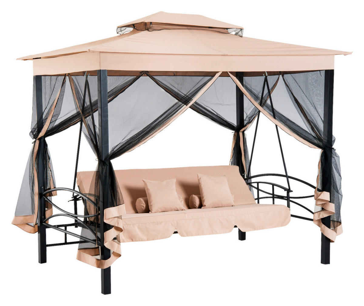 Outsunny Gartenschaukel beige Stahl B/H/T: ca. 232x245x149 cm Gartenschaukel - beige (232,00/245,00/149,00cm) - Outsunny