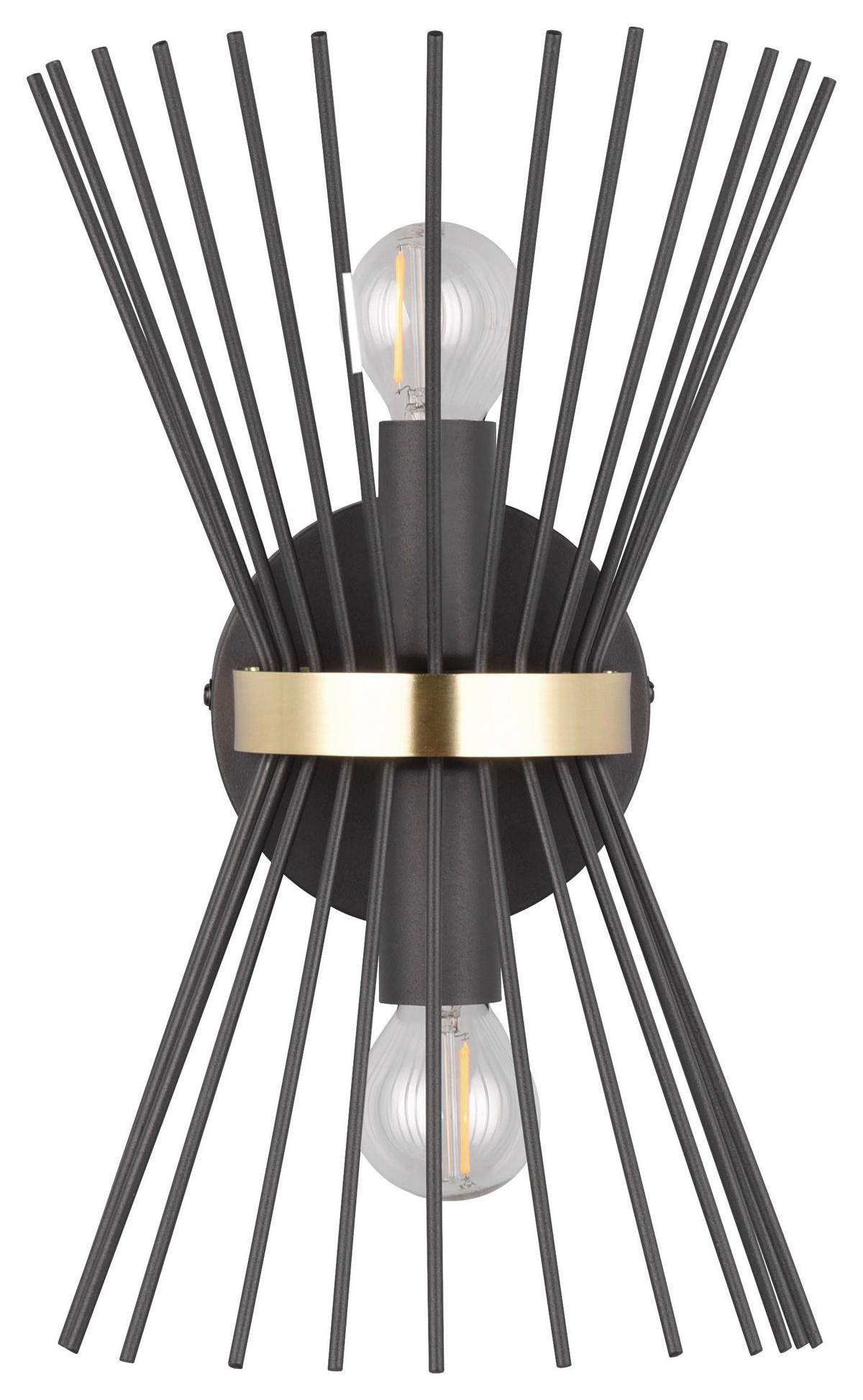 Reality Wandleuchte R21532080 Rod gold schwarz Metall B/H: ca. 20x31 cm E14 2 Brennstellen Rod - gold/schwarz (20,00/31,00cm) - Reality