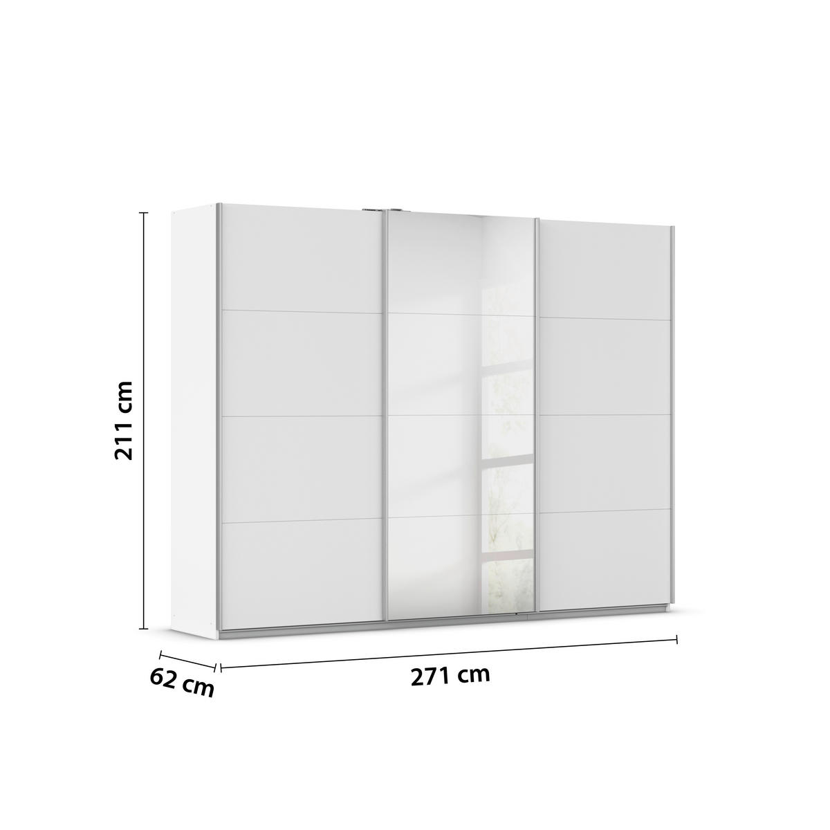 Kleiderschrank Kulmbach Alpinweiß B/H/T: ca. 271x210x62 cm Kulmbach - Alpinweiß/Alu (271,00/210,00/62,00cm)