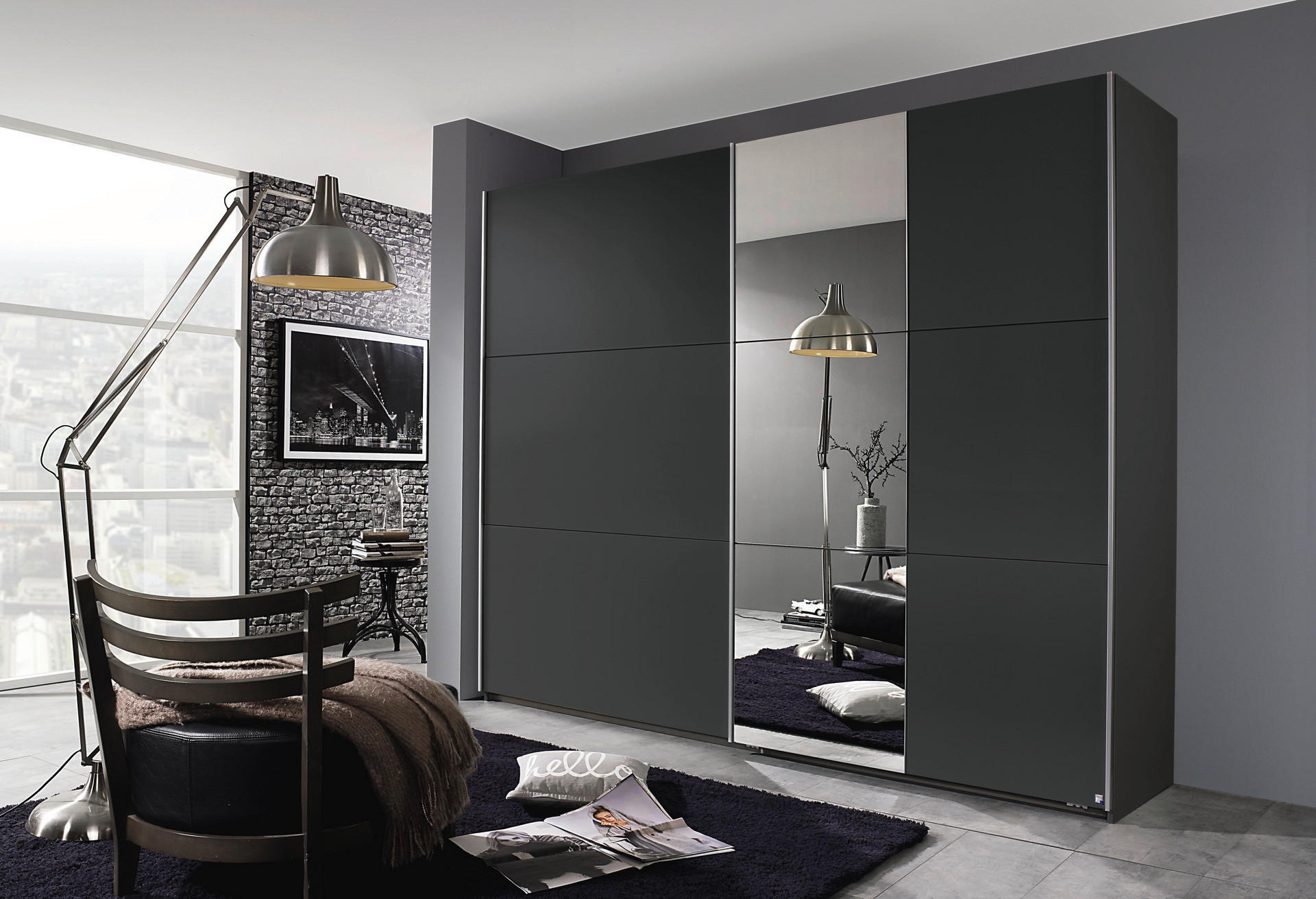 Schwebetürenschrank Kronach grau B/H/T: ca. 261x210x59 cm Kronach - grau (261,00/210,00/59,00cm)