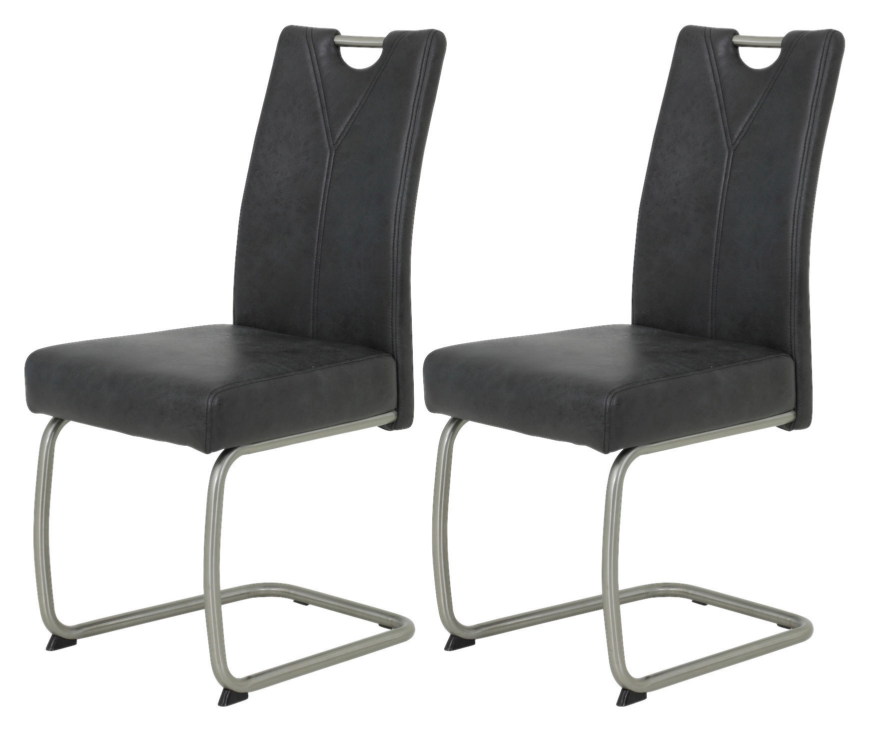 Schwingstuhl Sophie 2er Set anthrazit Vintage Microfaser B/H/T: ca. 43x99x58 cm Sophie 2er Set - anthrazit/Edelstahl (43,00/99,00/58,00cm) - Hela