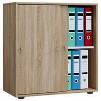 Büroschrank Lona L mit Schiebetüren Eiche Sonoma Nachbildung weiß B/H/T: ca. 70x74x37 cm Lona L mit Schiebetüren - Eiche/weiß (70,00/74,00/37,00cm) - VCM Möbel