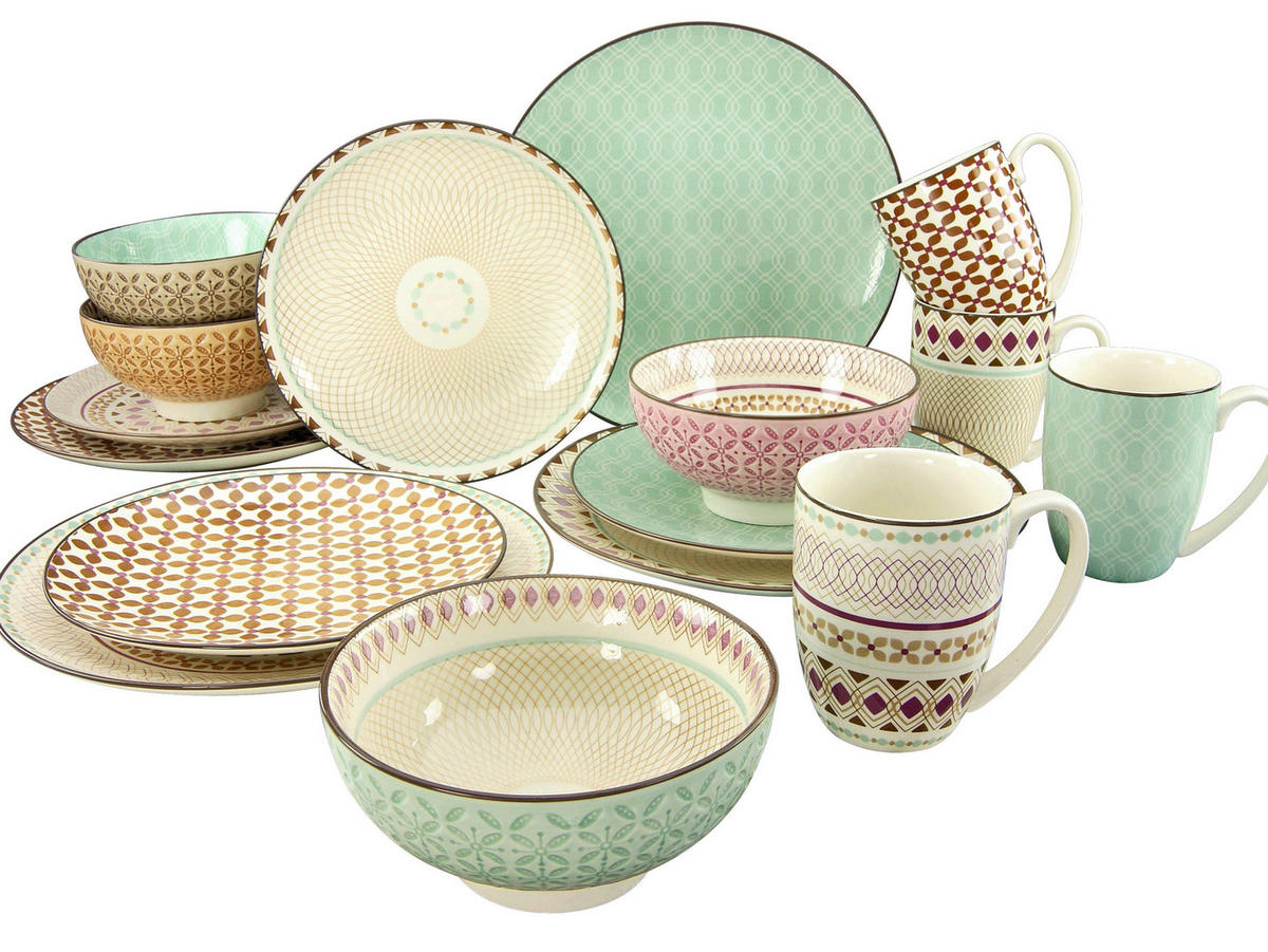 CreaTable Kombiservice Mandala multicolor Steinzeug 16 tlg. Mandala - multicolor - CreaTable