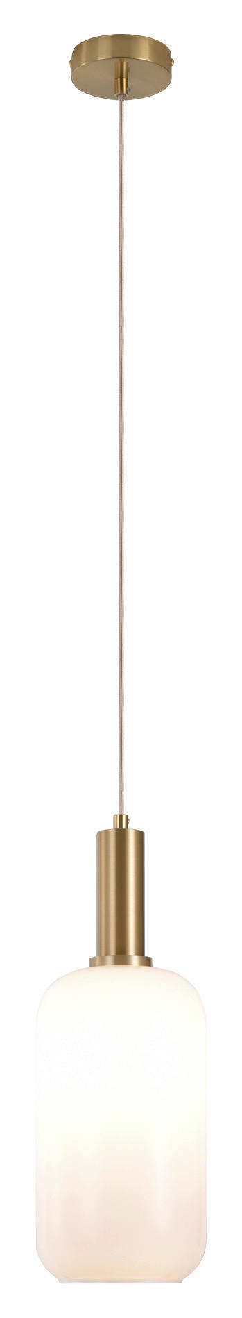 Housenordic Pendelleuchte 6406200 messing weiß Stahl Glas L/D: ca. 150x13 cm 1.0 Brennstellen Pendelleuchte_Zylinderförmig - messing/weiß (13,00cm) - Housenordic