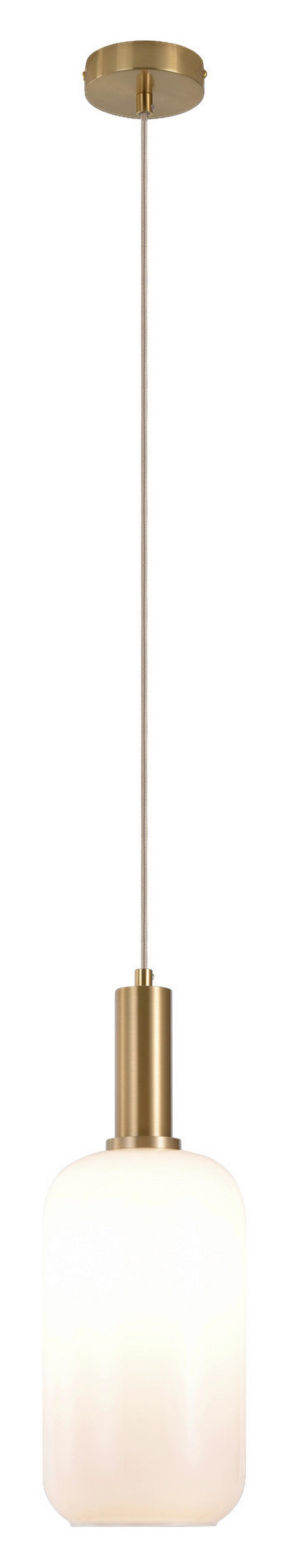 Housenordic Pendelleuchte 6406200 messing weiß Stahl Glas L/D: ca. 150x13 cm 1.0 Brennstellen Pendelleuchte_Zylinderförmig - messing/weiß (13,00cm) - Housenordic