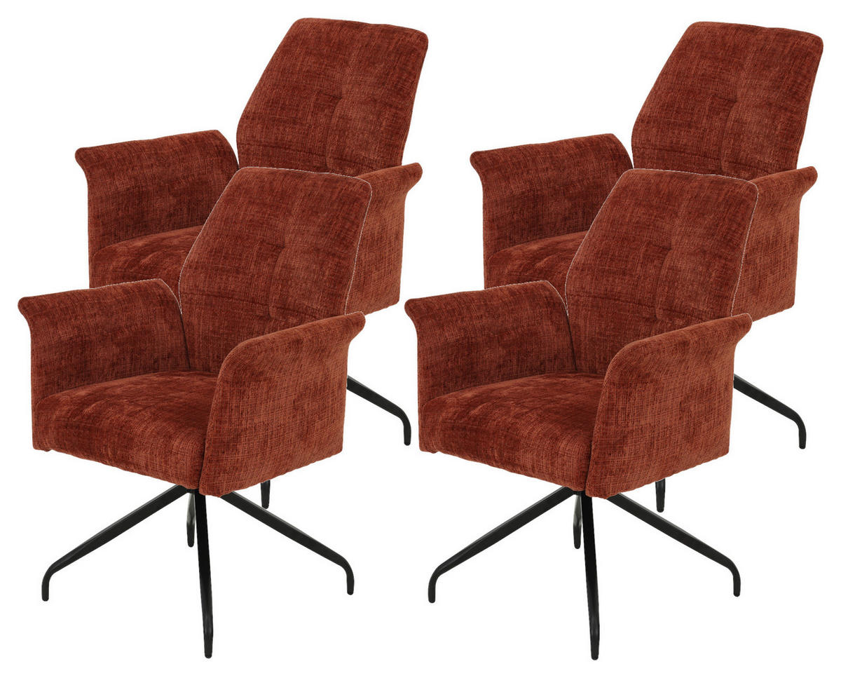 Armlehnstuhl Viktoria, 4er-Set Copper Microfaser Webstoff B/H/T: ca. 71x93x68 cm Viktoria, 4er-Set - Copper (71,00/93,00/68,00cm) - Hela