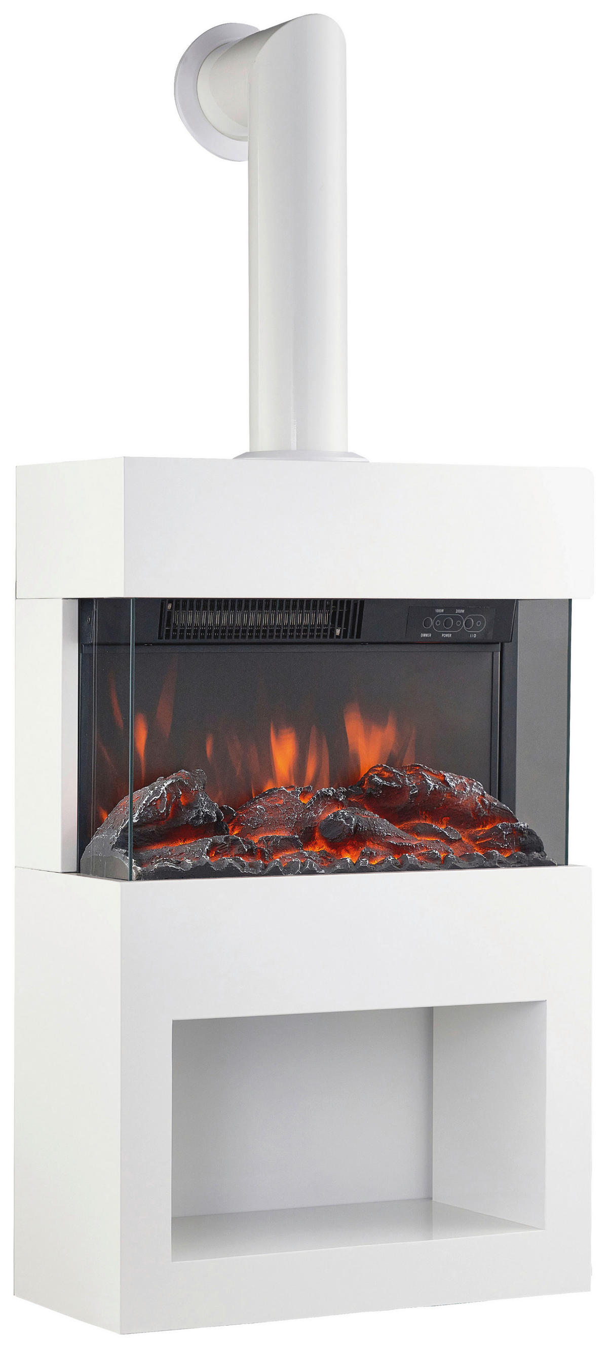 KAMINIO Elektrischer-Kamin HENRI weiß Metall B/H/T: ca. 48x117,2x21,7 cm ca. 2000 W HENRI - weiß (48,00/117,20/21,70cm) - KAMINIO