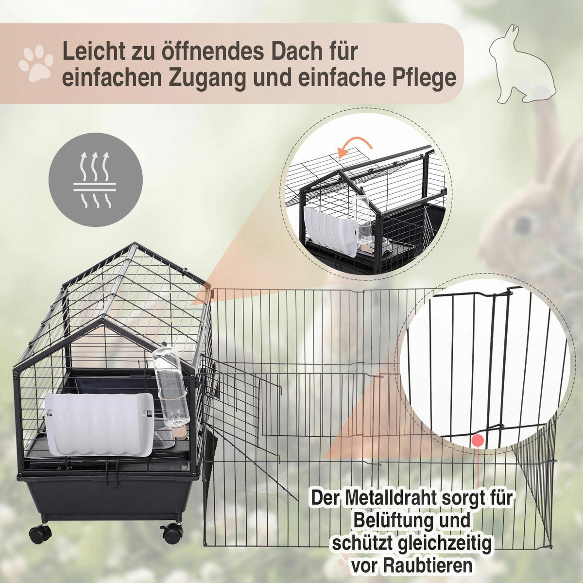 PawHut Meerschweinkäfig schwarz Metall B/H/L: ca. 130x56x88 cm Meerschweinkäfig - schwarz (88,00/130,00/56,00cm) - PawHut