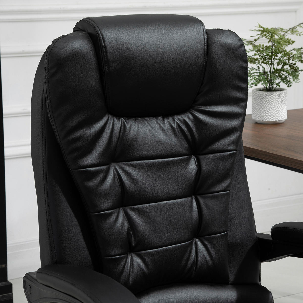 Chefsessel 921-342V91BK schwarz PVC Kunstleder Stahl 921-342V91BK - schwarz (67,00/121,00/79,00cm) - Vinsetto