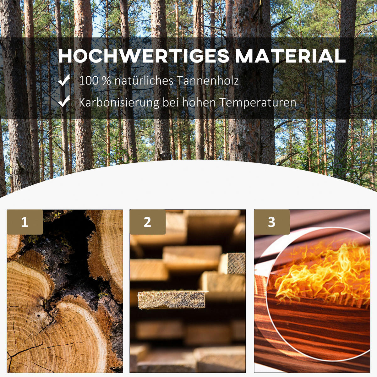 Outsunny Sitzbank natur Holz B/H/L: ca. 50x40x98 cm Sitzbank - natur (98,00/50,00/40,00cm) - Outsunny