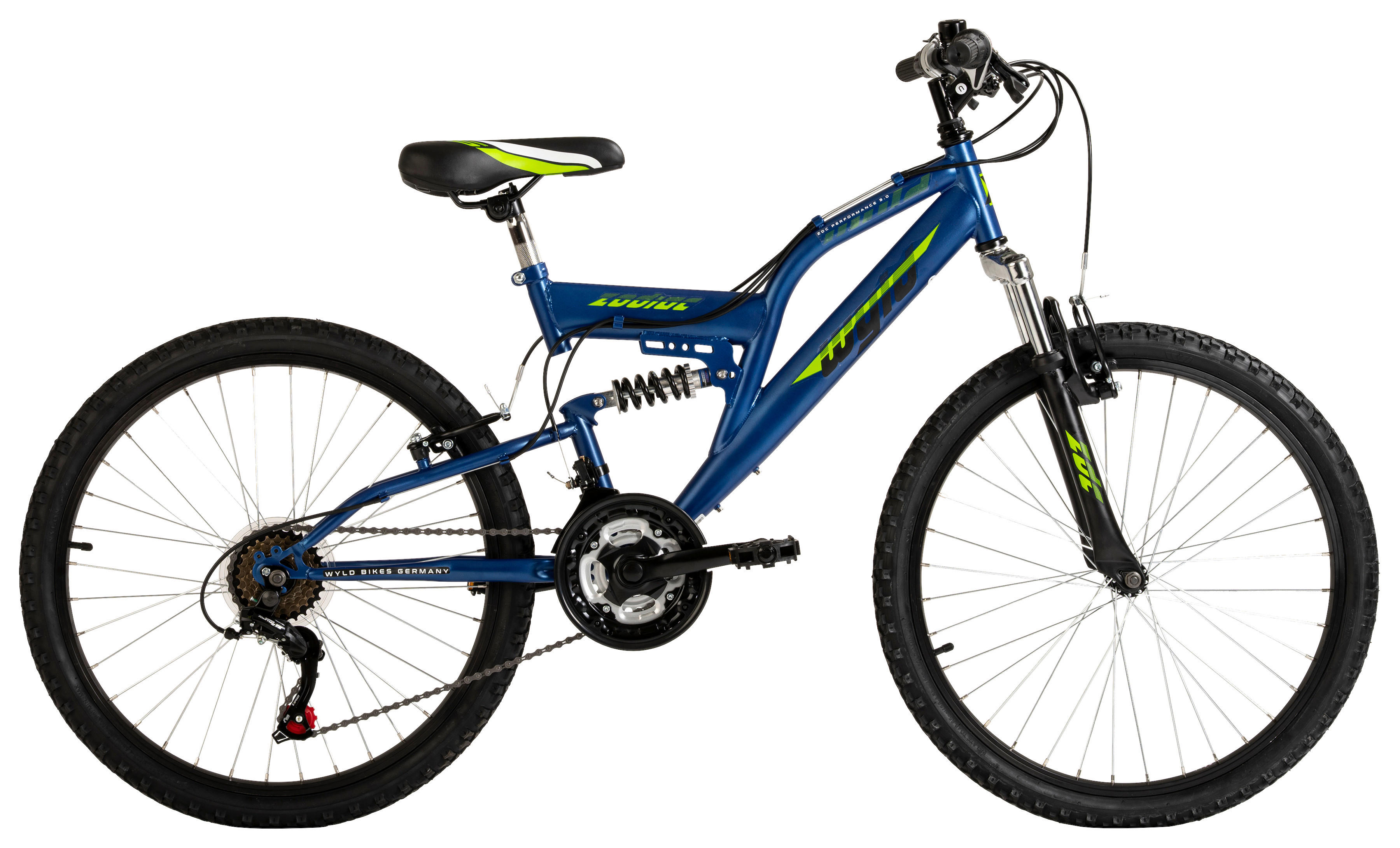 WYLD Kinder-Mountainbike Zodiac ZODIAC 24 Zoll Rahmenhöhe 38 cm 18 Gänge blau blau ca. 24 Zoll Zodiac - blau - WYLD
