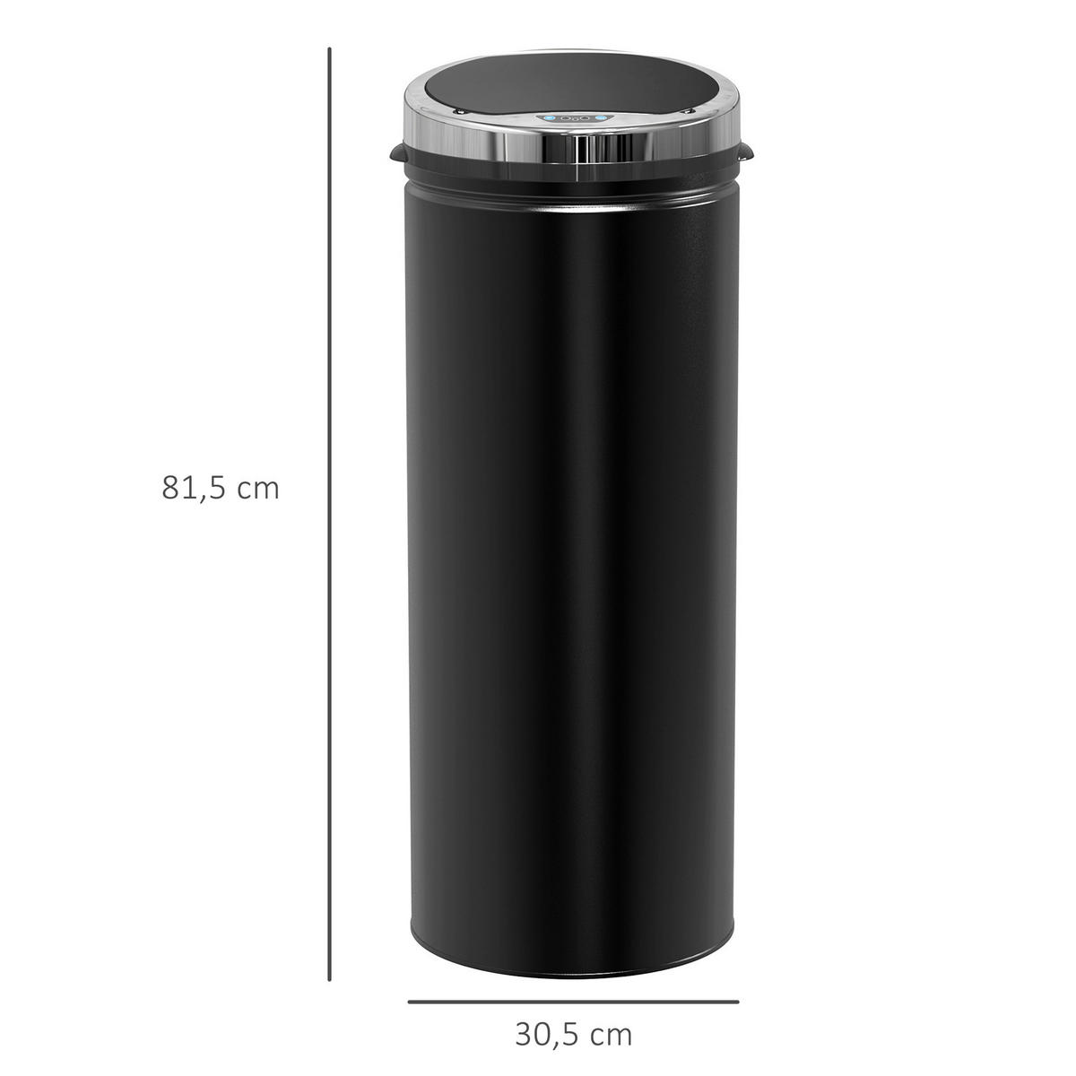 HOMCOM Automatik-Mülleimer 03-0046 schwarz Stahl Kunststoff Polypropylen B/H/L: ca. 30,5x30,5x81,5 cm Automatik_Mülleimer - schwarz (81,50/30,50/30,50cm) - HOMCOM