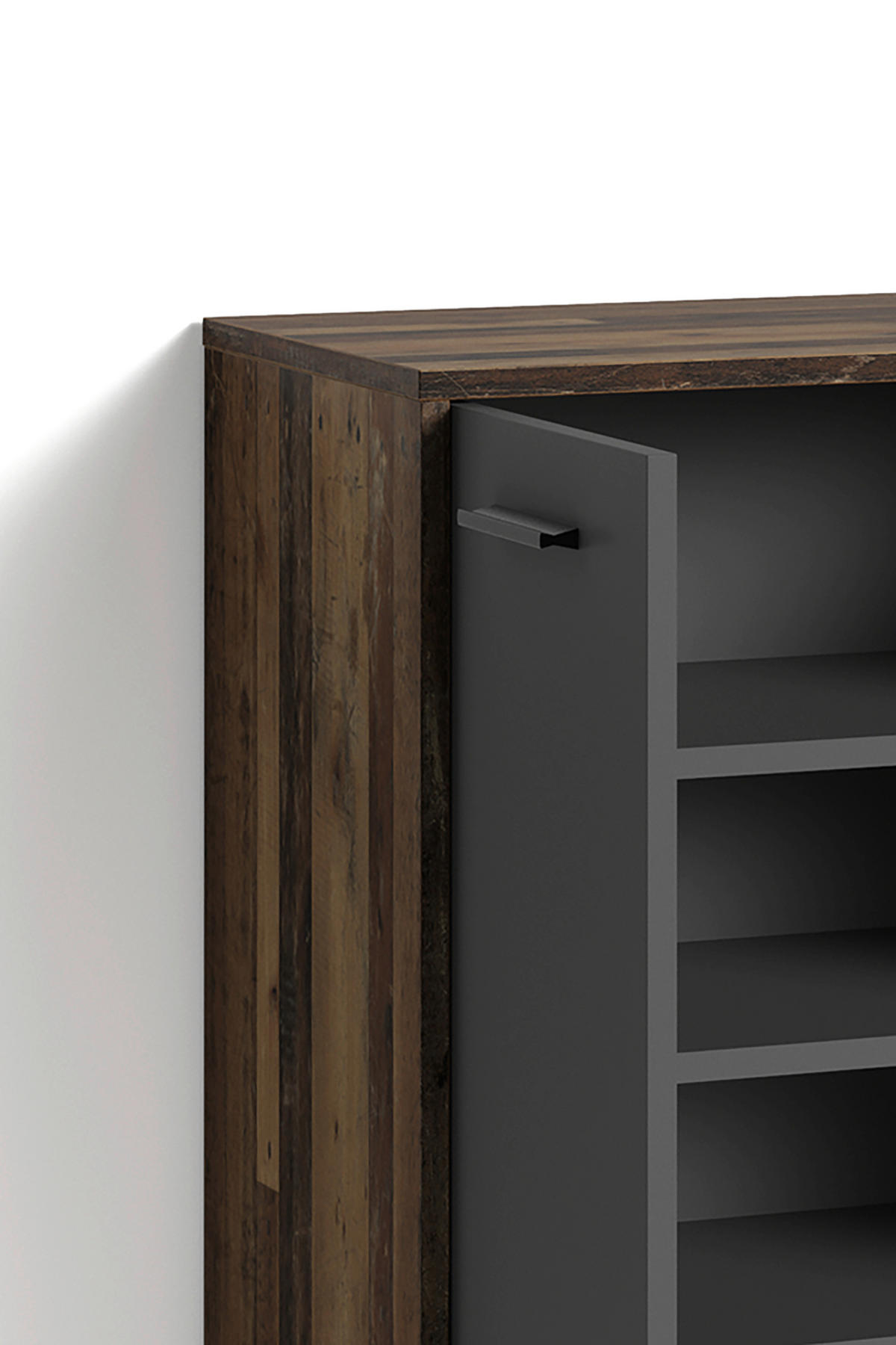 Schuhkommode BEN Eiche Old Wood Nachbildung anthrazit B/H/T: ca. 63x83x35 cm BEN - Eiche/anthrazit (63,00/83,00/35,00cm) - byLIVING