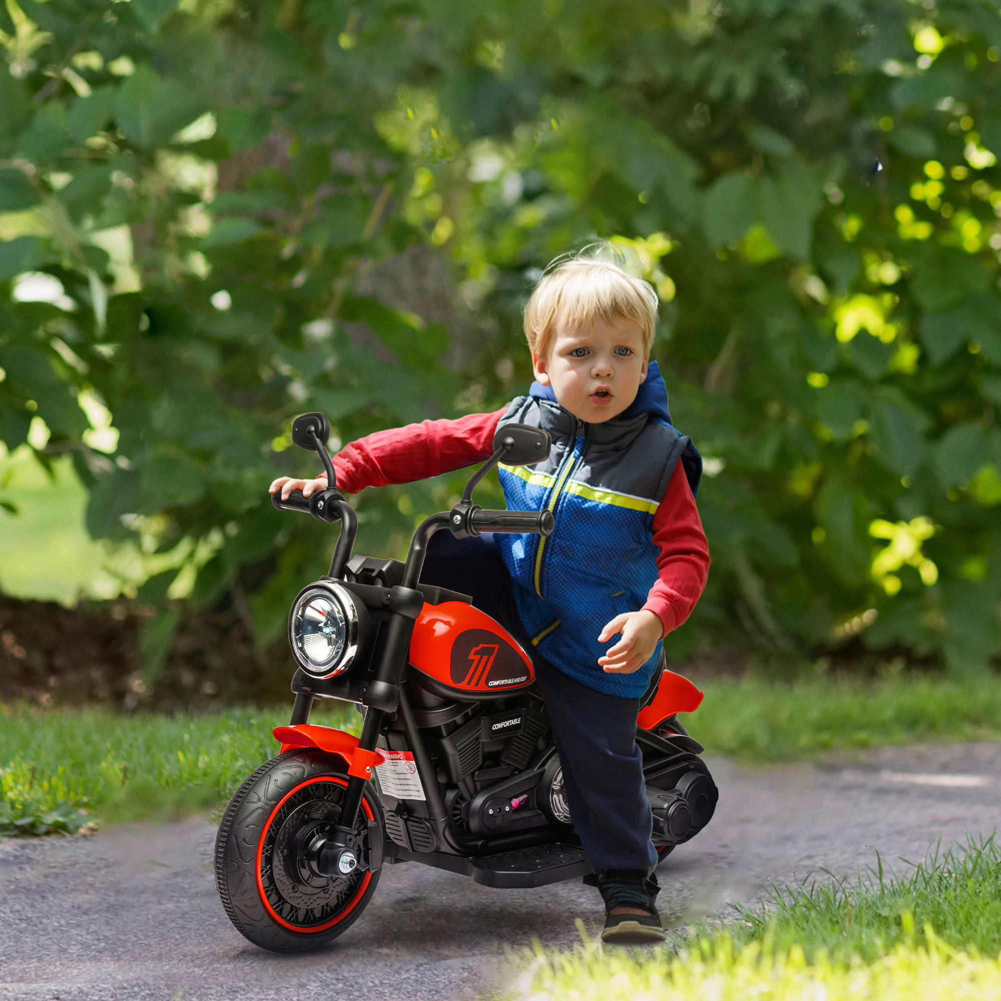 HOMCOM Kinder-Elektromotorrad schwarz B/H/L: ca. 42x57x76 cm Kinder-Elektromotorrad - rot/schwarz (76,00/42,00/57,00cm) - HOMCOM