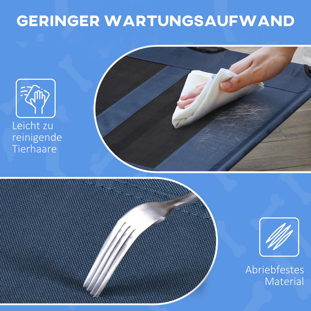 PawHut Hunde-Zubehör schwarz Edelstahl B/H/L: ca. 92x122x23 cm Hundebett - schwarz/dunkelblau (23,00/92,00/122,00cm) - PawHut