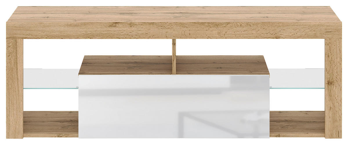 TV-Lowboard TV LOWBOARD Everest 140 Eiche Wotan Nachbildung weiß glänzend B/H/T: ca. 140x50x35 cm TV LOWBOARD Everest 140 - Eiche/weiß (140,00/50,00/35,00cm) - WIPMEB