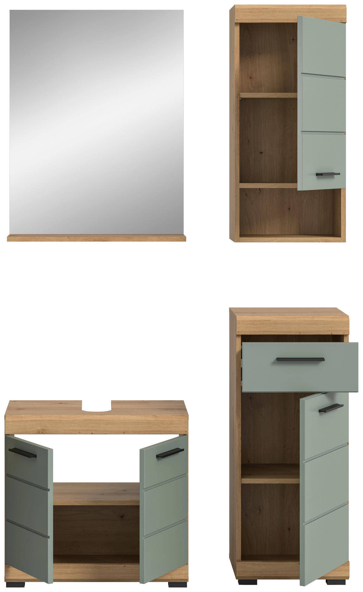 Badezimmer-Set Scout Eiche Artisan Nachbildung salbei Nachbildung B/H/T: ca. 112x191x34 cm Scout - Eiche/salbei (112,00/191,00/34,00cm) - xonox.home