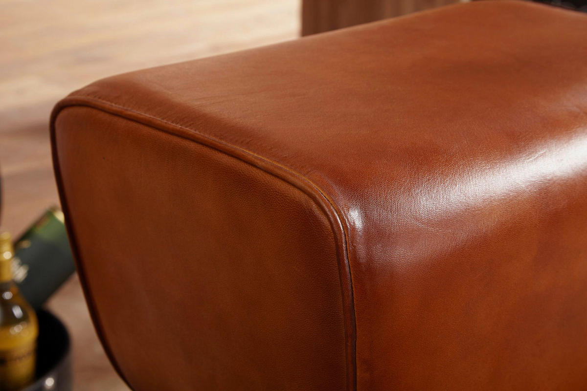 Barhocker braun natur Leder Echtholz B/H/T: ca. 43x75x43 cm Barhocker - braun/natur (43,00/75,00/43,00cm) - Wohnling