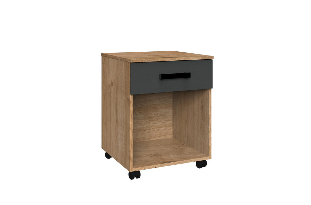 Rollcontainer Liverpool Plankeneiche Nachbildung B/H/T: ca. 46x58x40 cm Liverpool - schwarz/Graphit (46,00/58,00/40,00cm)