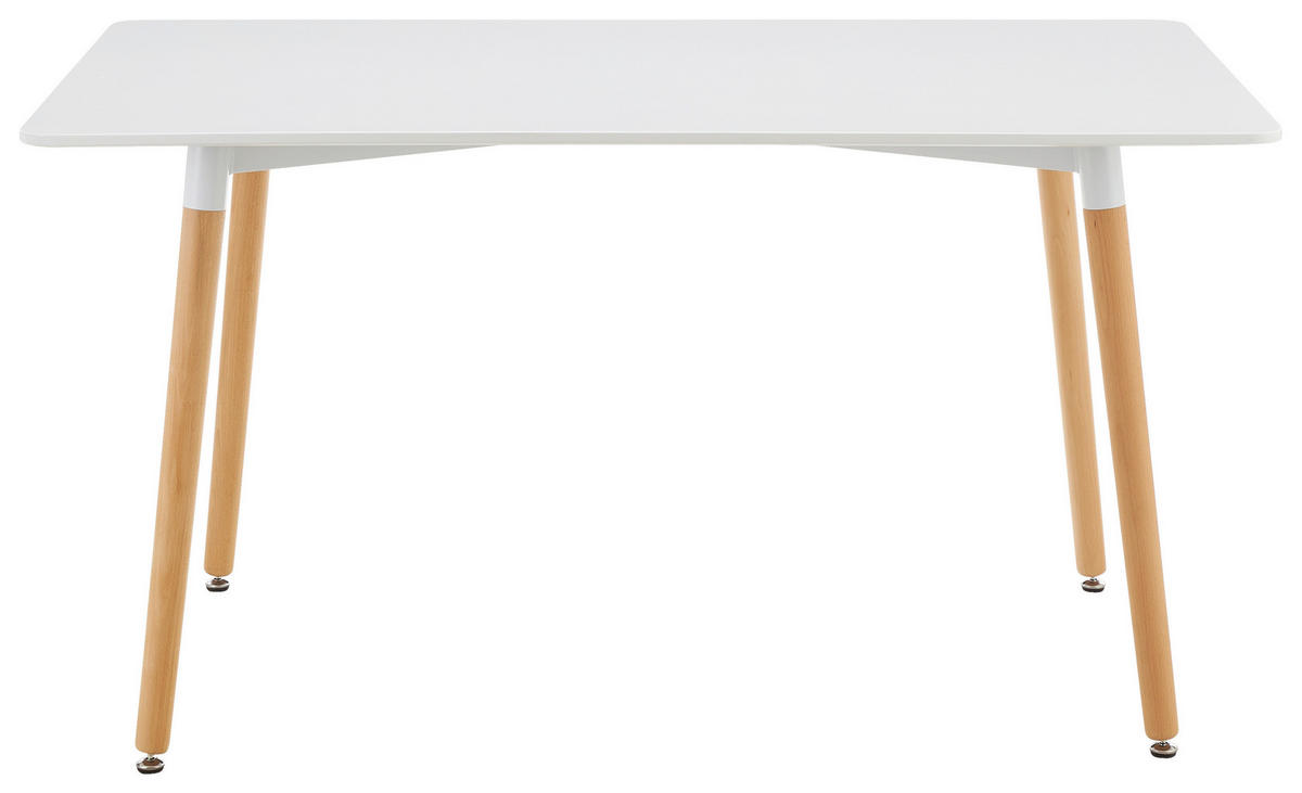 Esstisch BENNY weiß matt B/H/T: ca. 140x75x80 cm BENNY - weiß/natur (140,00/75,00/80,00cm)