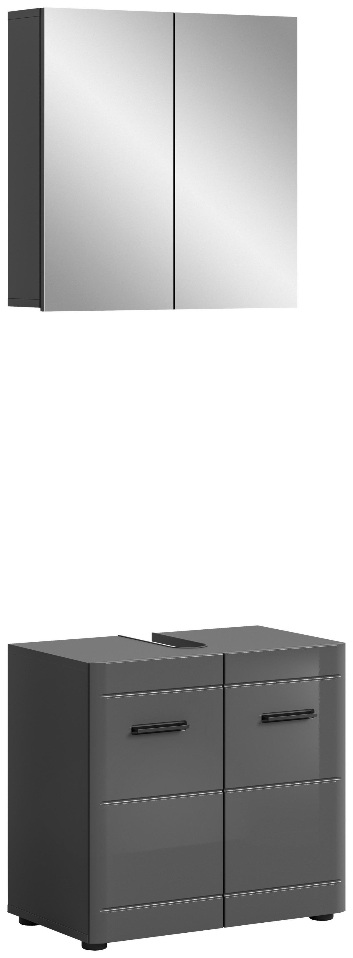 Badezimmer-Set SOFT grau grau Hochglanz B/H/T: ca. 60x190x34 cm SOFT - grau (60,00/190,00/34,00cm) - xonox.home