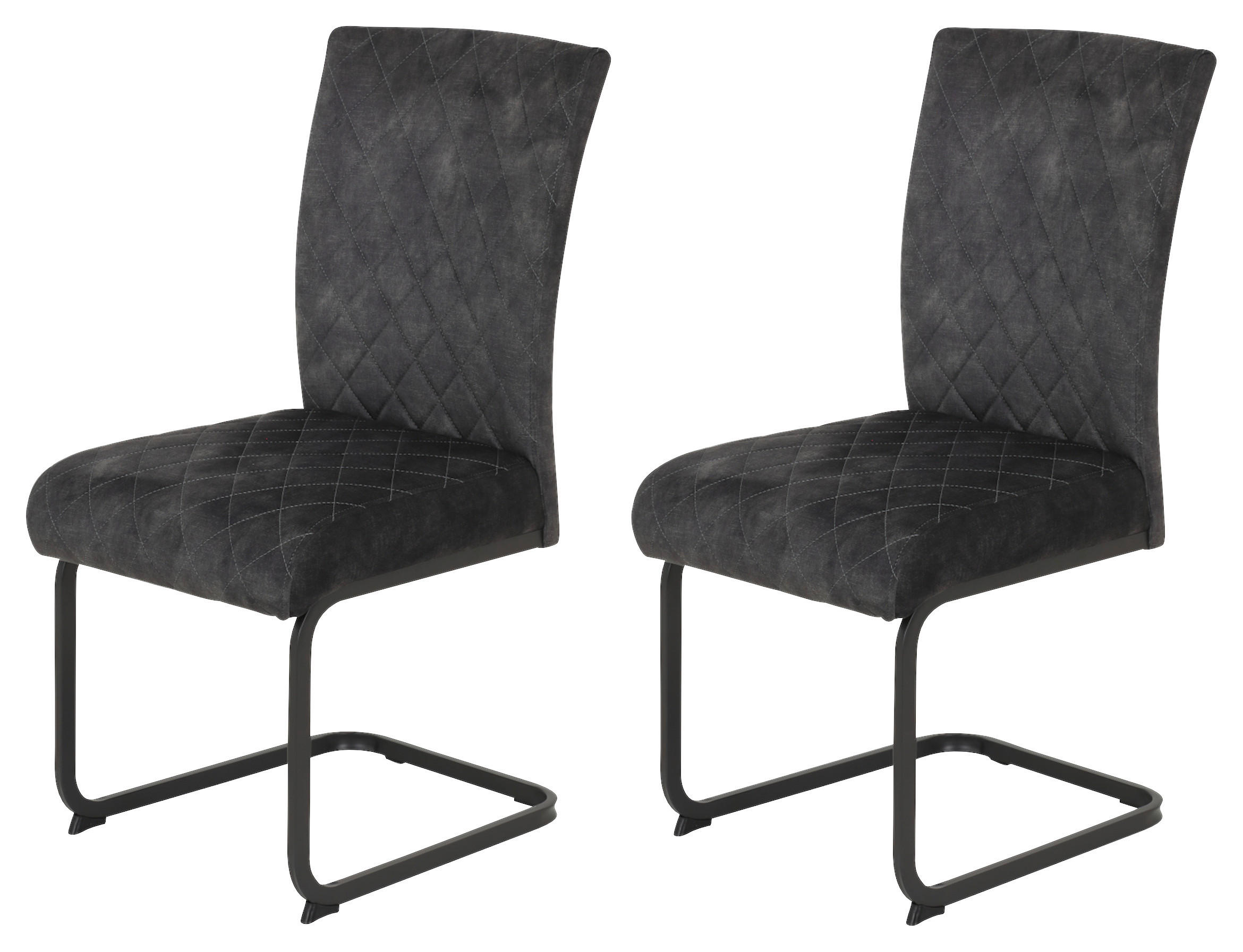 Schwingstuhl Rachel I, 2er-Set anthrazit Microfaser B/H/T: ca. 46x96x60 cm Rachel I, 2er-Set - anthrazit (46,00/96,00/60,00cm) - Hela