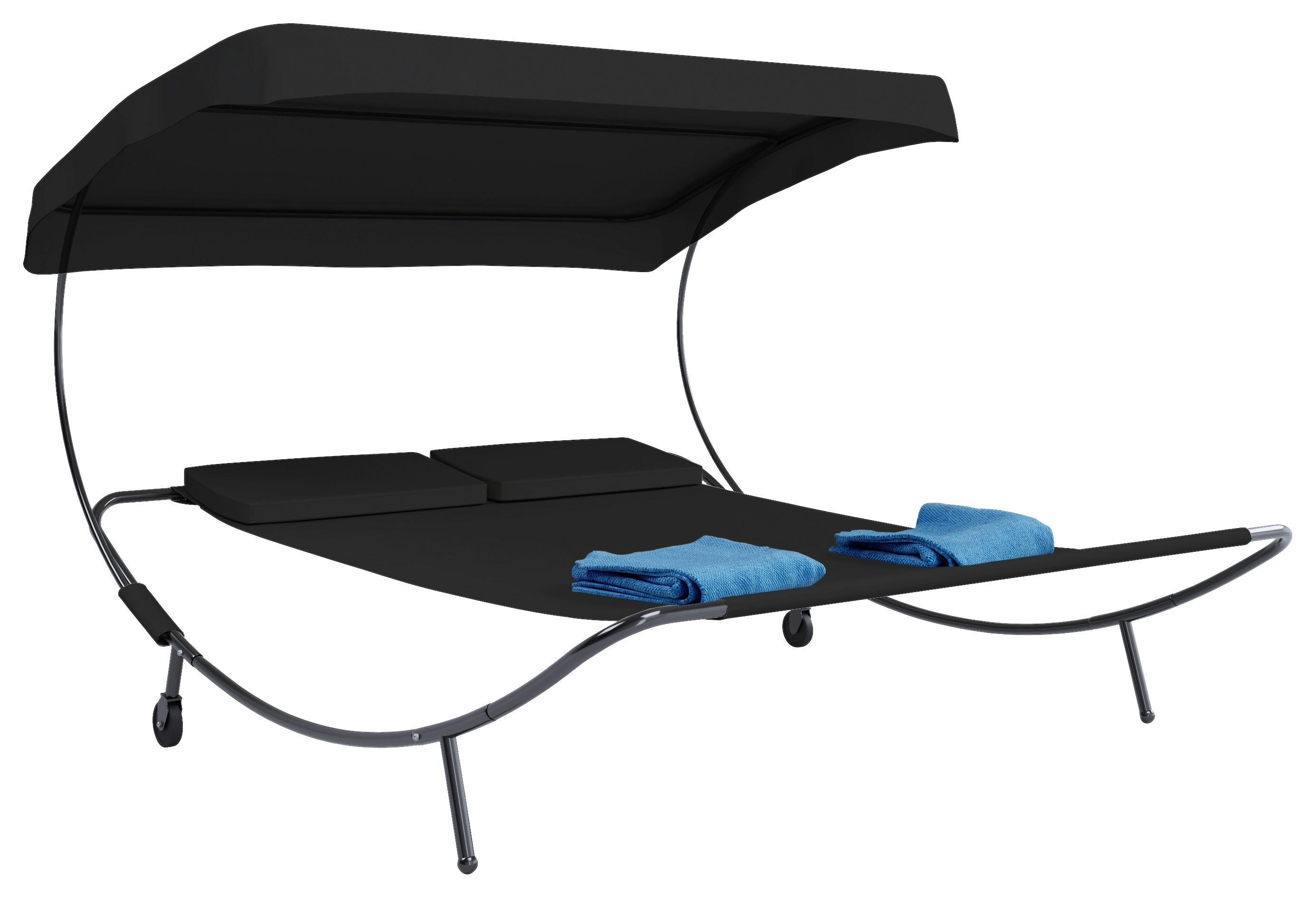 VCM Doppelliege Bindox schwarz Kunststoff B/H/T: ca. 130x137x200 cm Bindox - schwarz (130,00/137,00/200,00cm) - VCM