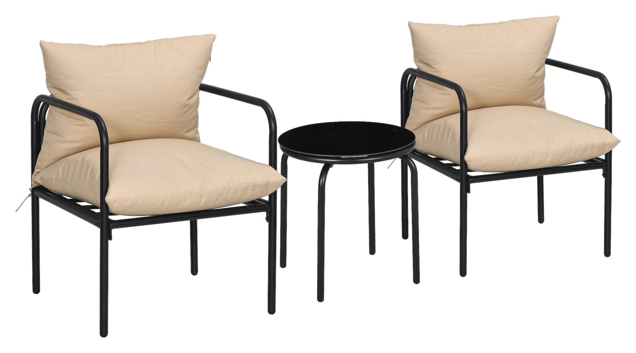 Outsunny Sitzgruppe beige Edelstahl B/H/L: ca. 58x58x66 cm Gartenmöbel-Set - beige (66,00/58,00/58,00cm) - Outsunny
