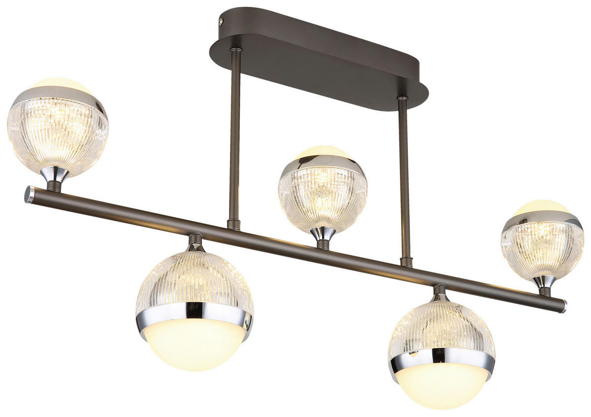 GLOBO LED-Deckenleuchte Chrom titanfarbig transparent Acryl Aluminium Metall B/H/T: ca. 11x37x65 cm UNTSY - titanfarbig/Chrom (11,00/37,00/65,00cm) - GLOBO
