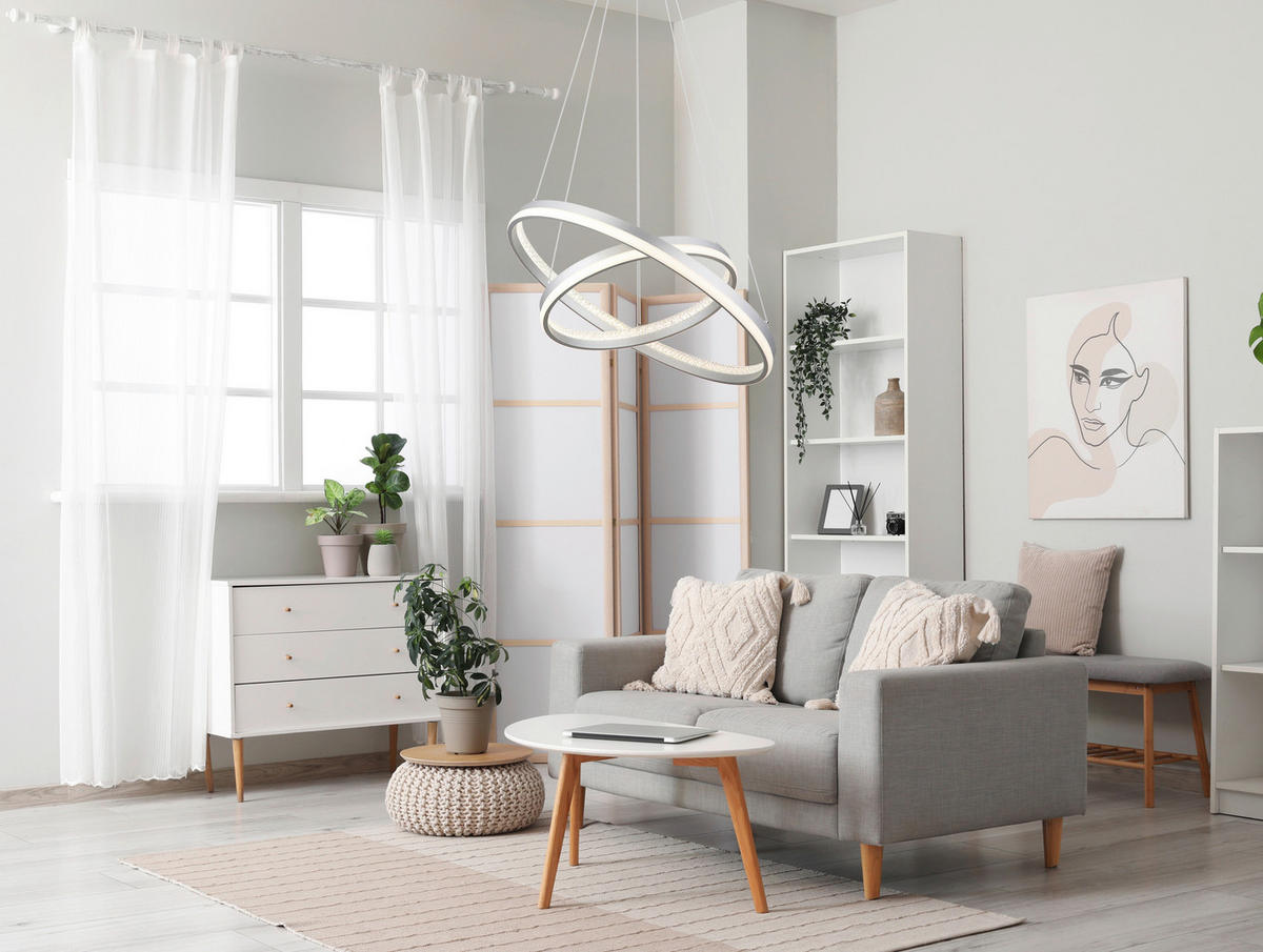 GLOBO LED-Pendelleuchte MARY 32000202 Opal klar silber Metall Kunststoff H/D: ca. 120x59,5 cm 1.0 Brennstellen MARY - klar/Opal (59,50/120,00cm) - GLOBO