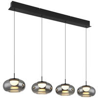 GLOBO LED-Pendelleuchte mattschwarz Rauch schwarz Metall Glas B/H/T: ca. 110x150x20 cm 1.0 Brennstellen QUINTARA - schwarz/Rauch (110,00/150,00/20,00cm) - GLOBO