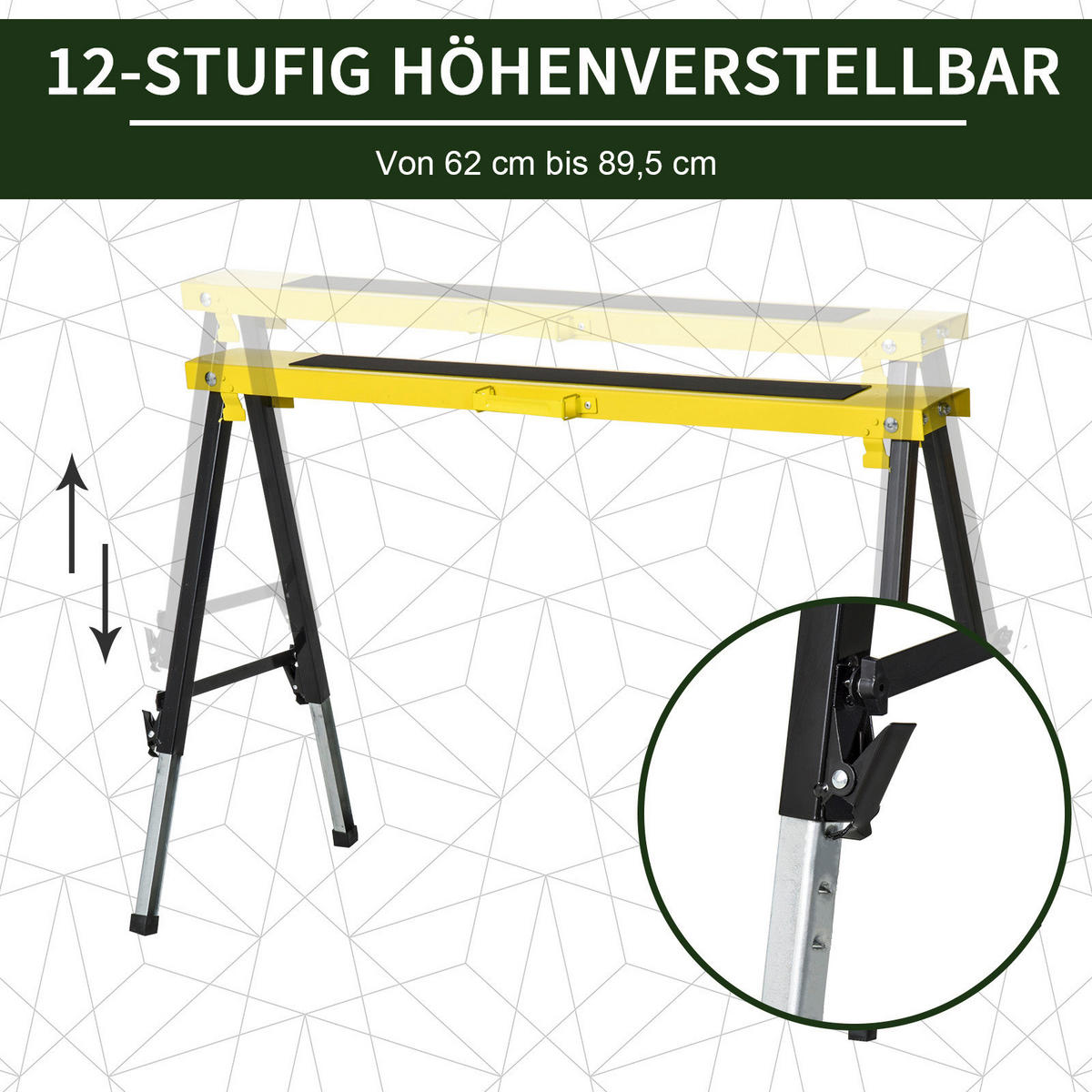 DURHAND Werkbank gelb Edelstahl B/H/L: ca. 49x100x90 cm Werkbank - gelb/schwarz (90,00/49,00/100,00cm) - DURHAND