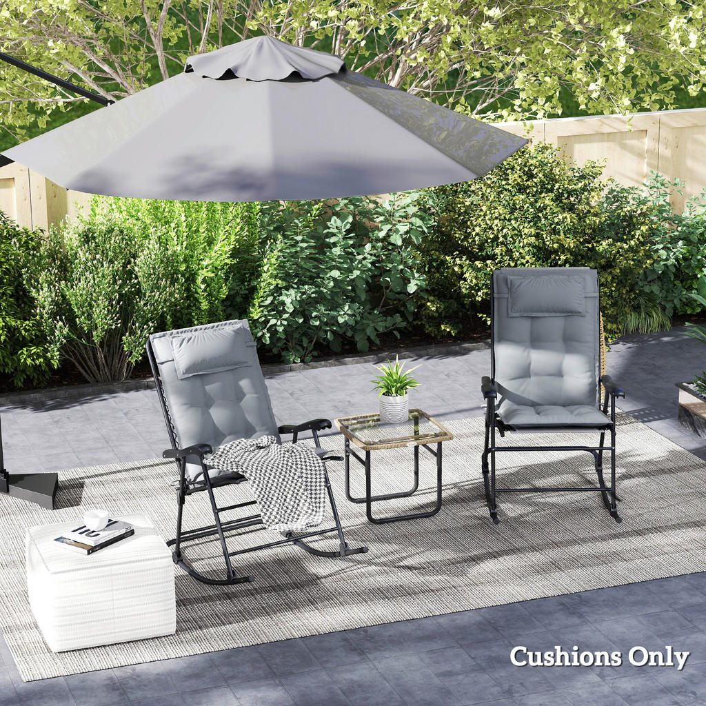 Thumbnail - Outsunny Liegenauflage 2er Set hellgrau Polyester B/H/L: ca. 50x5x116 cm