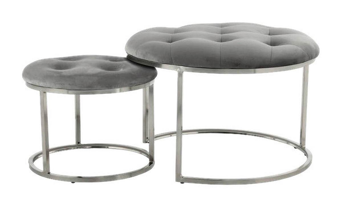 360 Living Hocker Becky 800 2er grau silber Samt Metall H/D: ca. 41x60 cm Becky 800 2er - silber/grau (60,00/41,00cm) - 360 Living