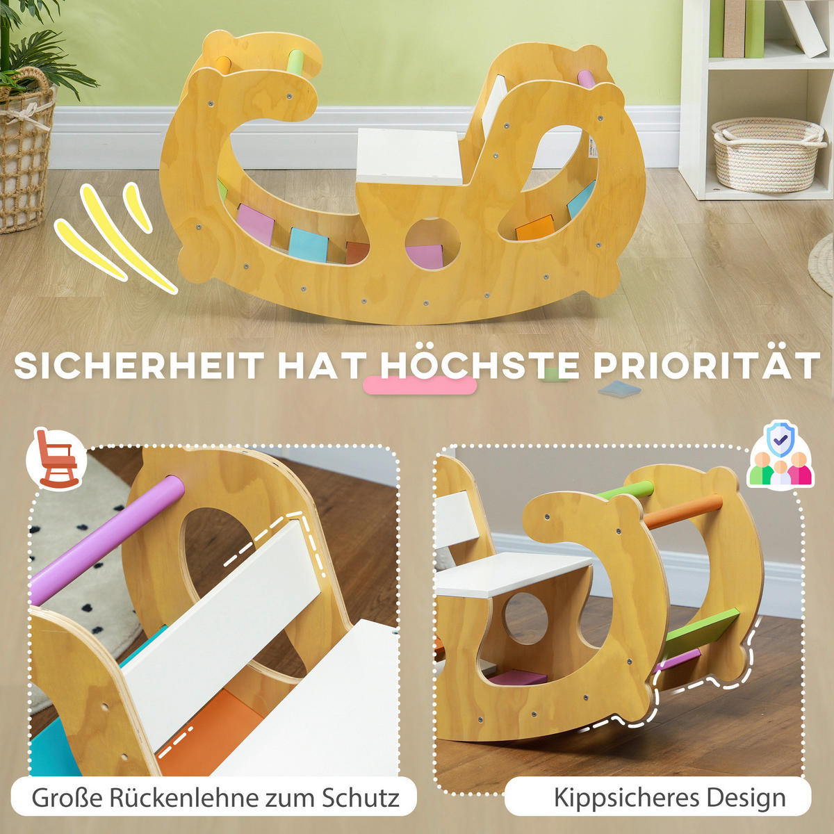 AIYAPLAY Klettergerüst multicolor B/H/L: ca. 41x48x91 cm Klettergerüst - multicolor (91,00/41,00/48,00cm) - AIYAPLAY