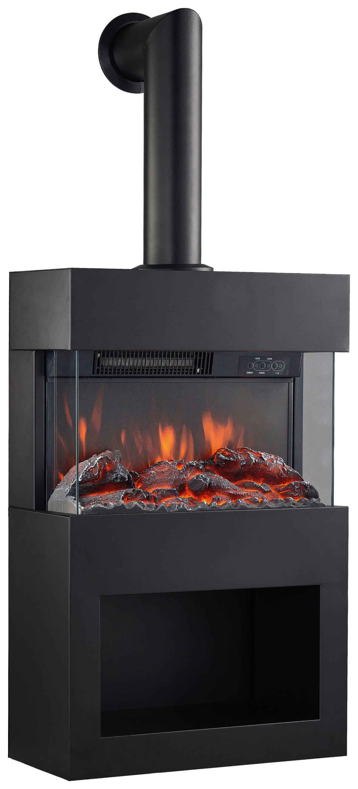 KAMINIO Elektrischer-Kamin HENRI schwarz Metall B/H/T: ca. 48x117,2x21,7 cm ca. 2000 W HENRI - schwarz (48,00/117,20/21,70cm) - KAMINIO